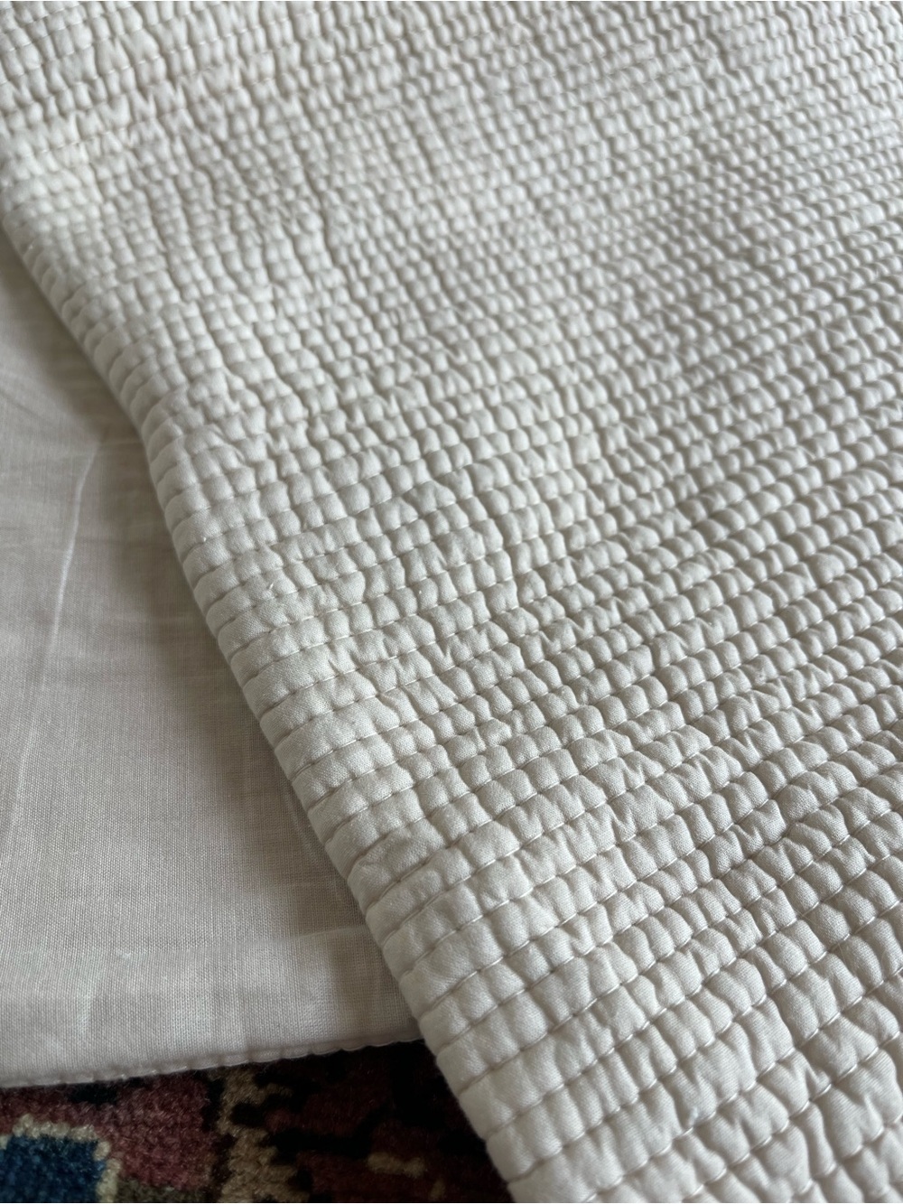 NWOT Restoration Hardware RH King Pillow Sham Ivory Quilted 100% Cotton Neutral